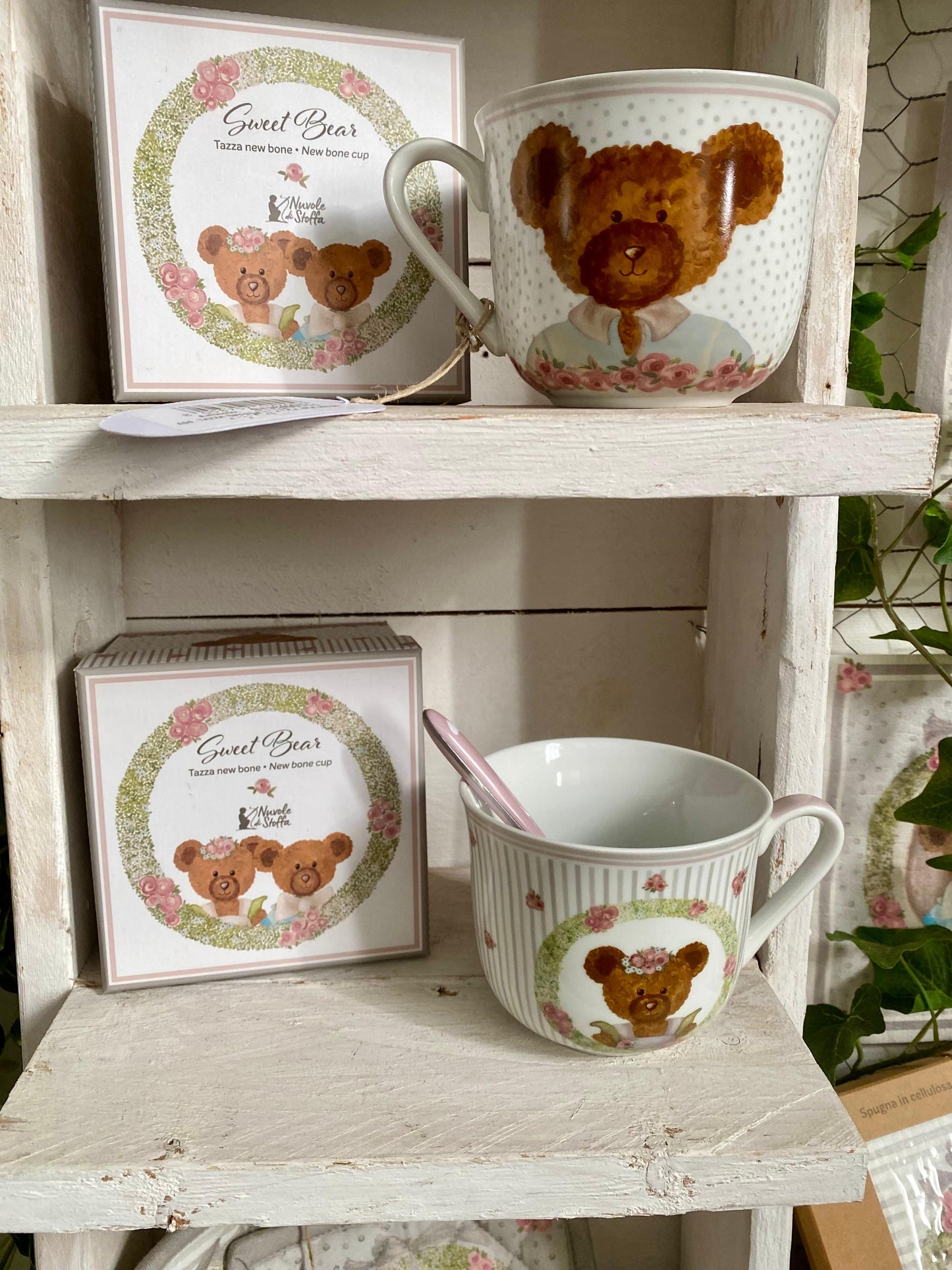 Tazza orsi a mezzobusto fondo righe Sweet Bear