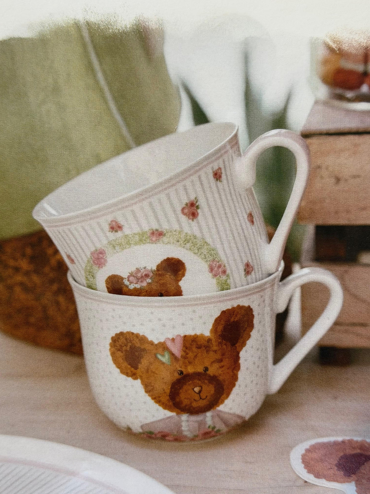 Tazza orsi a mezzobusto fondo righe Sweet Bear