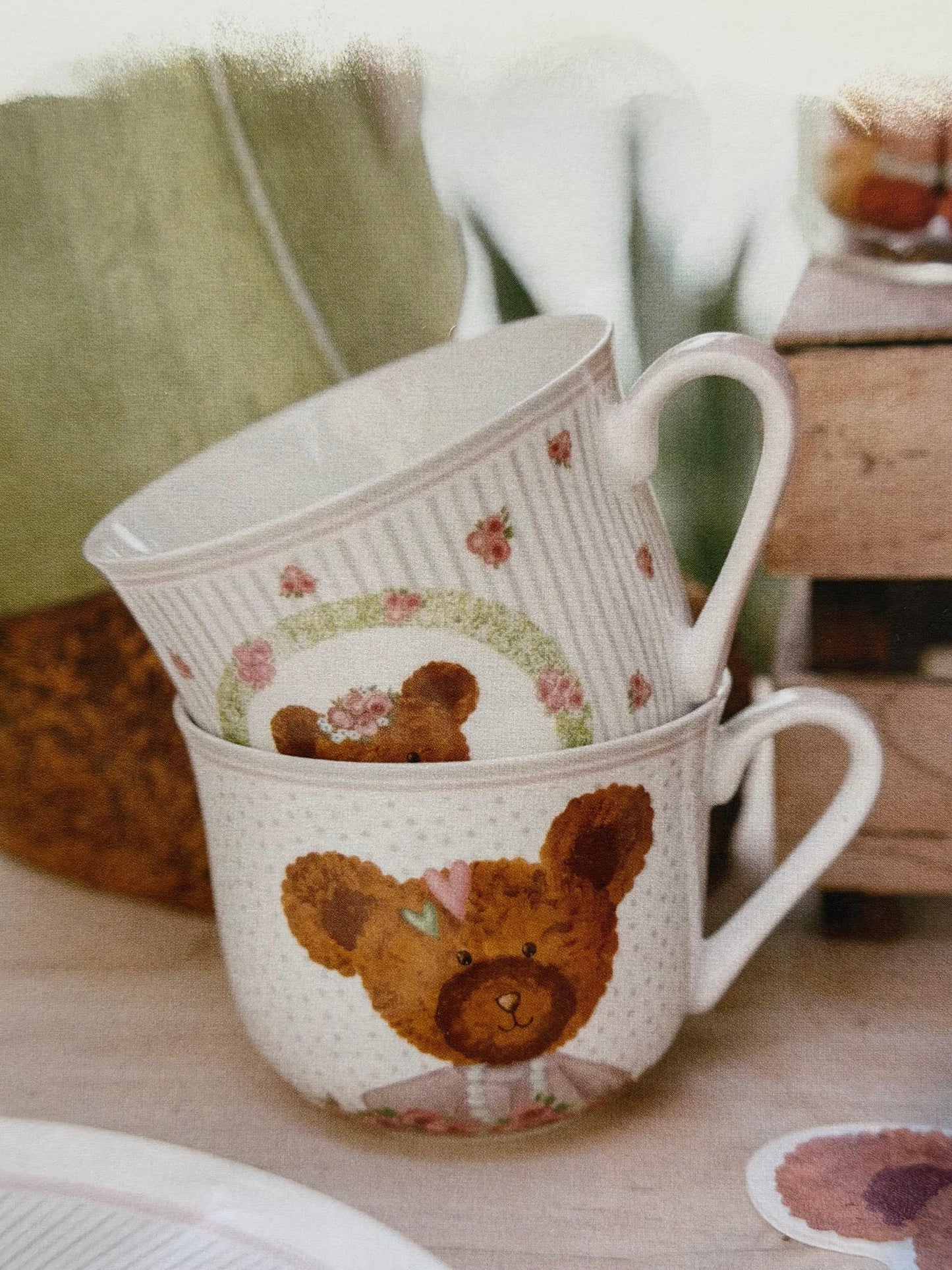Tazza orsi a mezzobusto fondo righe Sweet Bear