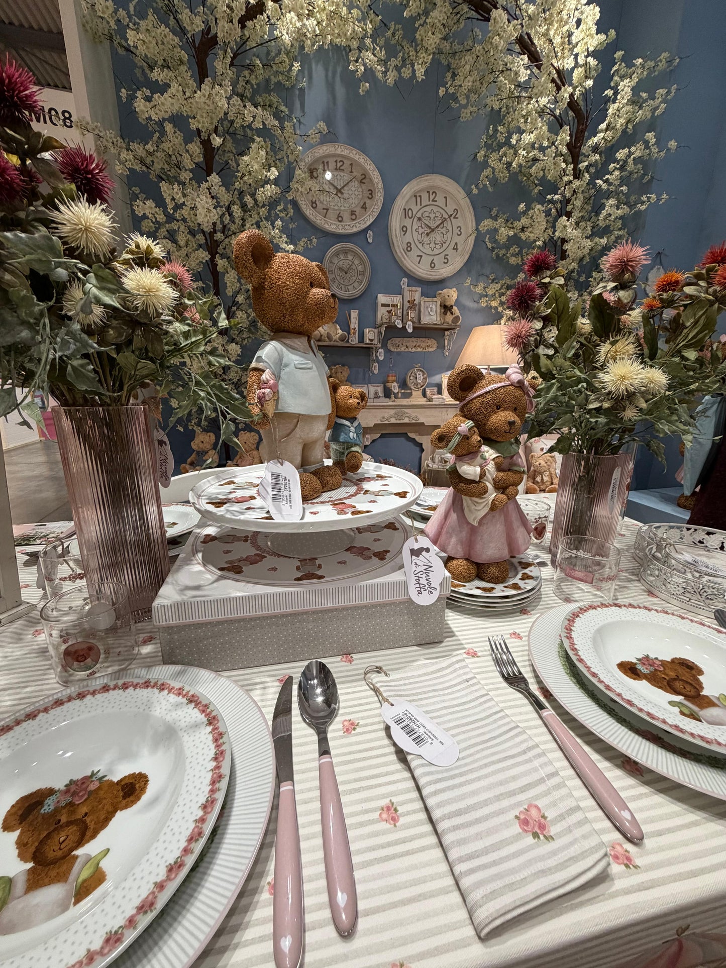Tovagliolo righe e roselline Sweet Bear